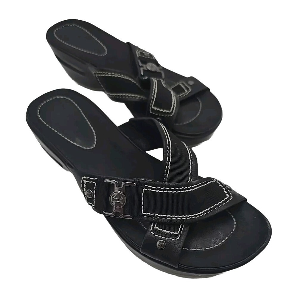 Cole Haan Air Alta High Slide Womens Sz 7B Black Sandals Comfort Wedge Goth Punk
